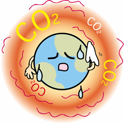 地球温暖化 a logo of global heating　