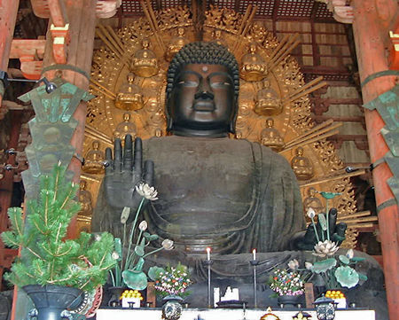 Great Buddha, Todaiji temple, Nara, 752 year (only head was made in the end of the 17th century), H.15m.