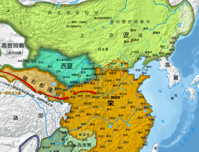 a map in power relationships of Liao and Song Dynasty in 1111