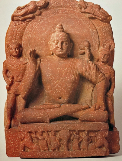 Seated Buddha Triad, Ahicchatra in India, the 2nd century